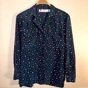 Vintage Silk Polka Dots Top Size 8
